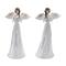 12" Angel Figurines with Silver Floral Accent Set